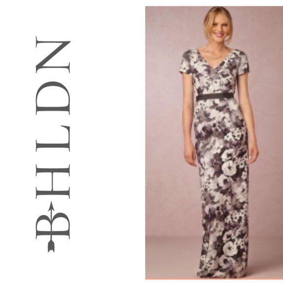 Anthropologie Dresses New Bhldn Grey Floral Evening Dress Poshmark